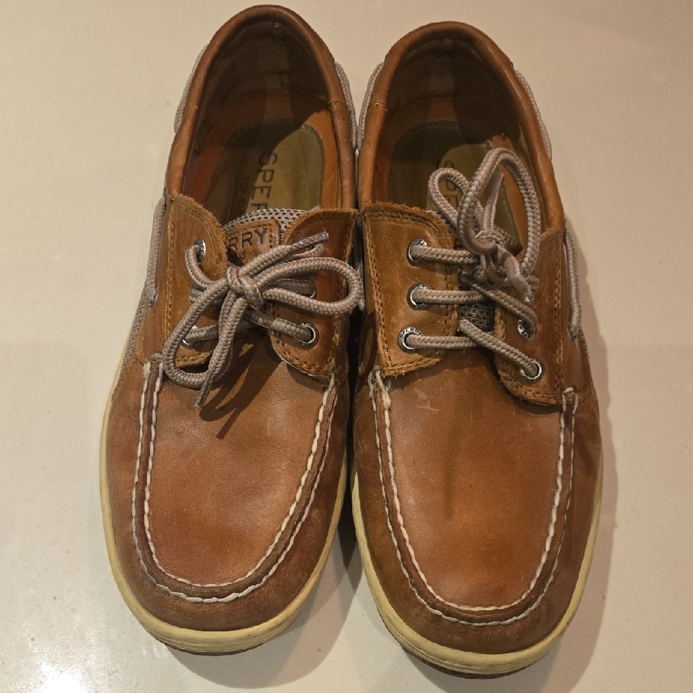 Sperry Topsider Bill Fish Tan Leather Boat Shoes Size 8W
